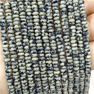 Natural Black Dalmatian Jasper Beads Smooth Rondelle, approx 2x4mm