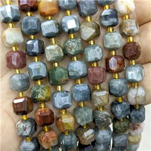 Natural Hawkeye Stone Beads Eagle Faceted Cube, approx 8-9mm