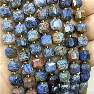 Natural Dumortierite Jasper Beads Blue Faceted Cube, approx 8-9mm