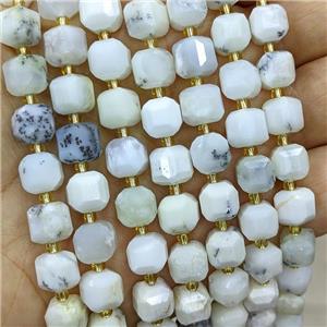 Natural White Opal Beads Faceted Cube, approx 8-9mm