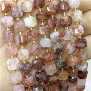 Natural Red Hematoid Quartz Beads Faceted Cube, approx 8-9mm