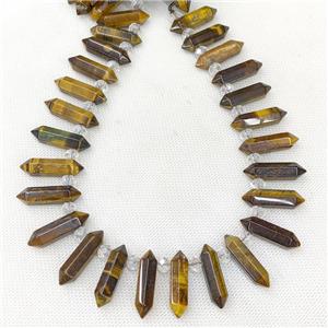 Natural Tiger Eye Stone Prism Beads Point, approx 8-30mm