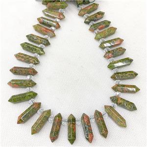 Natural Unakite Prism Beads Green Point, approx 8-30mm