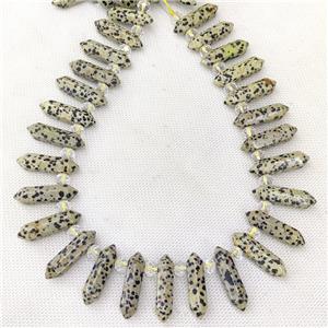 Natural Black Dalmatian Jasper Prism Beads, approx 8-30mm