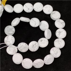 White Howlite Turquoise Coin Beads Flat, approx 15mm