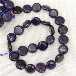 Blue Sandstone Coin Beads, approx 15mm