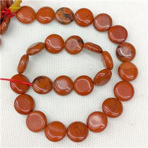 Natural Red Jasper Coin Beads Flat Circle, approx 15mm