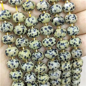 Natural Black Dalmatian Lantern Beads, approx 8-12mm