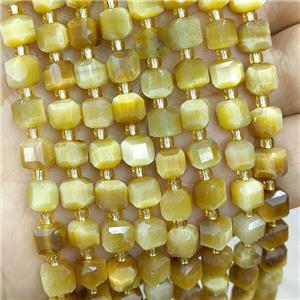 Golden Tiger Eye Stone Beads Faceted Cube, approx 6-7mm