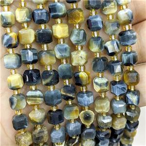 Fancy Tiger Eye Stone Cube Beads Faceted, approx 6-7mm