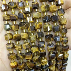 Natural Tiger Eye Stone Beads Faceted Cube, approx 6-7mm