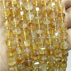 Natural Yellow Citrine Beads Faceted Cube, approx 6-7mm