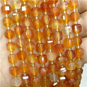 Natural Agate Beads Red Dye Faceted Cube, approx 6-7mm
