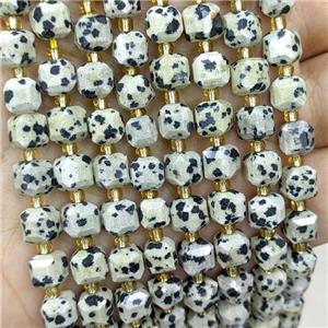 Natural Black Dalmatian Jasper Beads Faceted Cube, approx 6-7mm