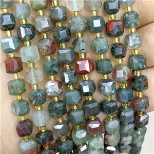 Natural African Bloodstone Beads Faceted Cube, approx 6-7mm