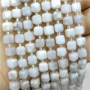 Natural White Crazy Lace Agate Beads Faceted Cube, approx 6-7mm