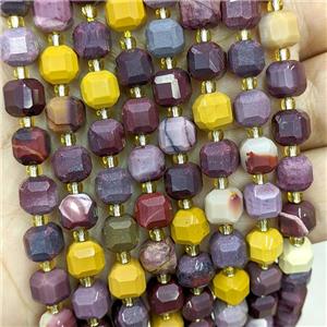 Natural Mookaite Beads Multicolor Faceted Cube, approx 6-7mm
