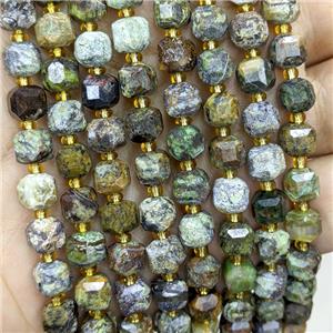 Natural Green Brazilian Opal Beads Faceted Cube, approx 6-7mm