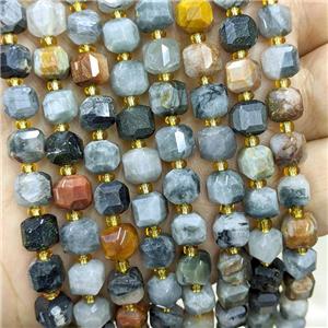 Natural Hawkeye Stone Beads Eagle Faceted Cube, approx 6-7mm