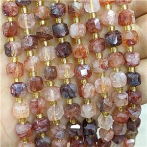 Natural Red Hematoid Quartz Beads Faceted Cube, approx 6-7mm