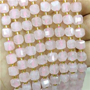 Natural Pink Rose Quartz Beads Faceted Cube, approx 6-7mm