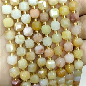 Natural Yellow Aventurine Beads Faceted Cube, approx 6-7mm