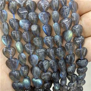 Natural Labradorite Heart Beads AA-Grade, approx 10mm