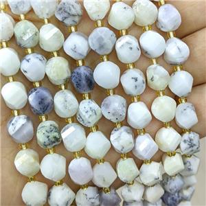 Natural Moss Opal Twist Beads White S-Shape Faceted, approx 9-10mm