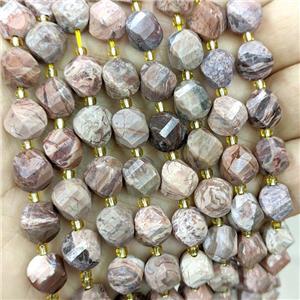 Natural Bloodstone Twist Beads S-Shape Faceted Red, approx 9-10mm
