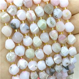 Natural Pink Opal Twist Beads S-Shape Faceted, approx 7-8mm