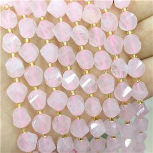 Natural Pink Rose Quartz Twist Beads S-Shape Faceted, approx 7-8mm