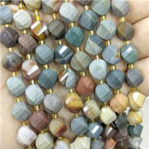 Natural Ocean Jasper Twist Beads S-Shape Faceted Multicolor, approx 9-10mm