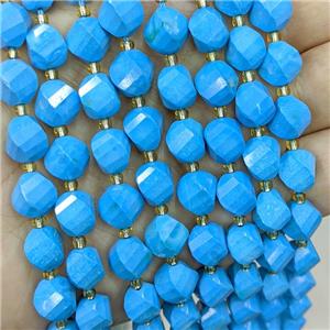Magnesite Turquoise Twist Beads S-Shape Faceted Blue Dye, approx 7-8mm