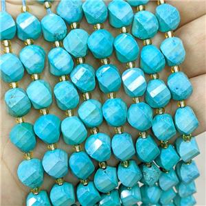Magnesite Turquoise Twist Beads S-Shape Faceted Teal Dye, approx 9-10mm