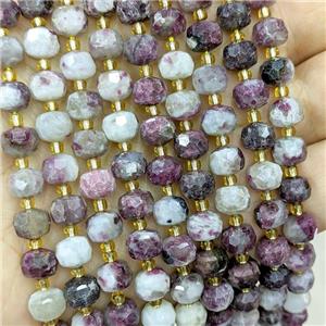 Natural Plum Blossom Tourmaline Beads Faceted Rondelle Fuchsia, approx 6-8mm