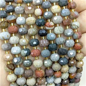 Natural Ocean Jasper Beads Faceted Rondelle Multicolor, approx 6-8mm