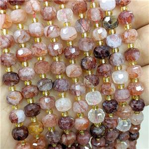 Natural Red Hematoid Quartz Beads Faceted Rondelle, approx 6-8mm