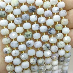 Natural White Moss Opal Beads Faceted Rondelle, approx 6-8mm