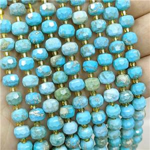 Magnesite Turquoise Beads Faceted Rondelle Blue Dye, approx 6-8mm