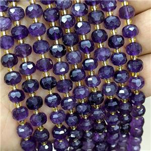Natural Amethyst Beads Faceted Rondelle Purple, approx 6-8mm