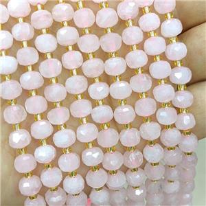 Natural Pink Rose Quartz Beads Faceted Rondelle, approx 6-8mm