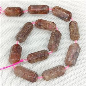 Natural Pink Strawberry Quartz Bullet Beads Prism, approx 13-27mm, 12pcs per st