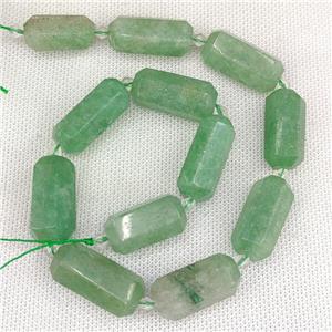 Green Strawberry Quartz Bullet Beads, approx 13-27mm, 12pcs per st