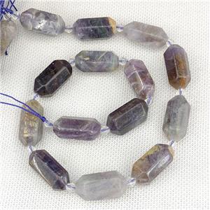 Natural Purple Fluorite Bullet Beads Prism, approx 13-27mm, 12pcs per st