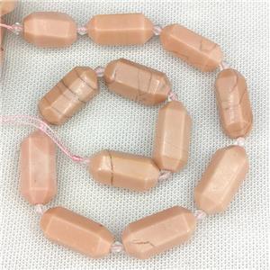 Peach Howlite Bullet Beads Dye, approx 13-27mm, 12pcs per st