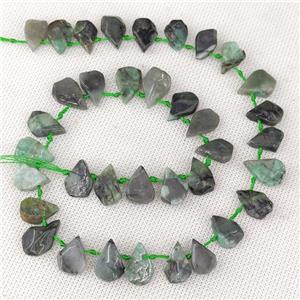 Natural Green Emerald Teardrop Beads Topdrilled, approx 9-14mm