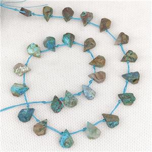 Natural Blue Chrysocolla Teardrop Beads Topdrilled, approx 9-14mm