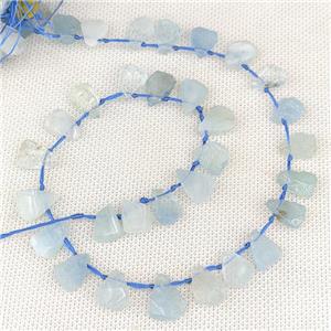 Natural Blue Aquamarine Beads Teardrop Topdrilled, approx 9-14mm