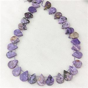 Natural Purple Charoite Beads Teardrop Topdrilled, approx 10-16mm
