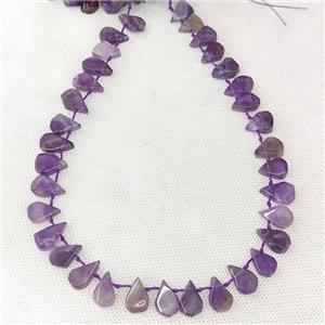 Natural Amethyst Teardrop Beads Purple Polished Topdrilled, approx 10-16mm